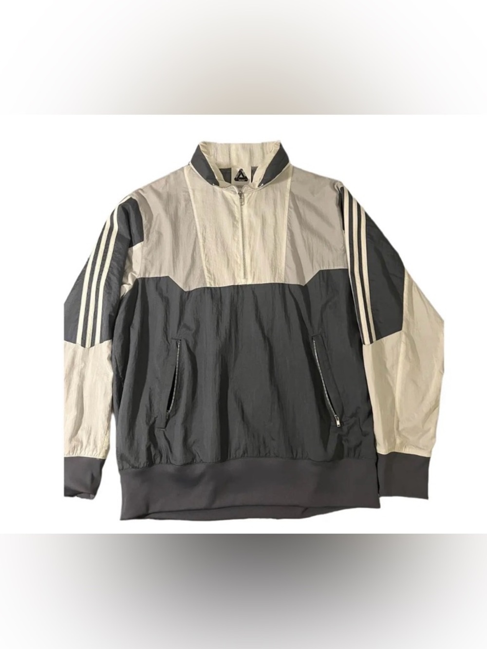 PALACE Colorblock Windbreaker Jacket in White & Gray